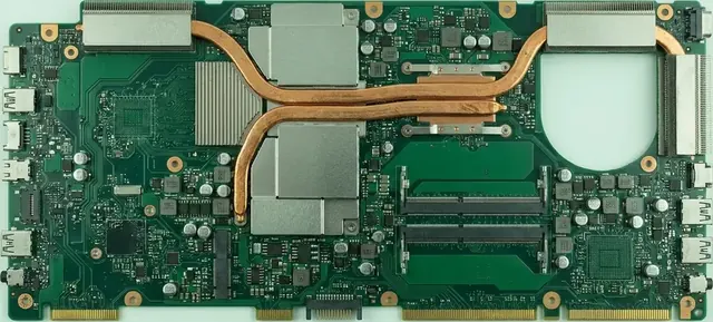 Illustrative detail of a laptop mainboard